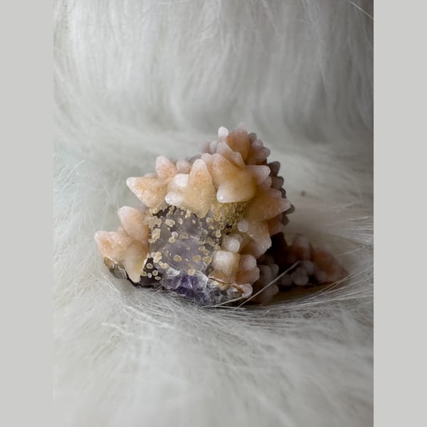 Hydromagnesite over Dogtooth Calcite Yunnan 3.2 cm — alternate view