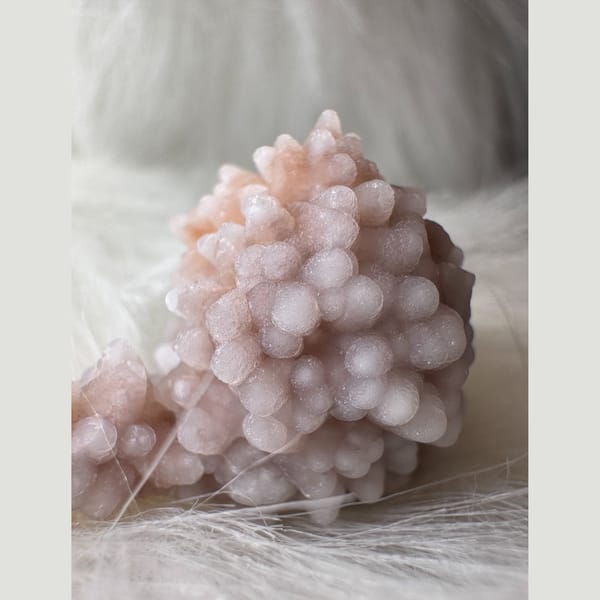 Hydromagnesite over Dogtooth Calcite Yunnan 3.2 cm — detail view