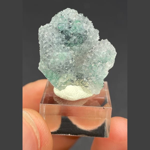 Icy quartz over malachite from the Congo — complete view