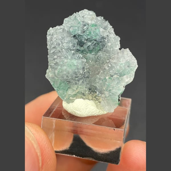 Icy quartz over malachite from the Congo — alternate view