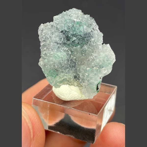 Icy quartz over malachite from the Congo — alternate view