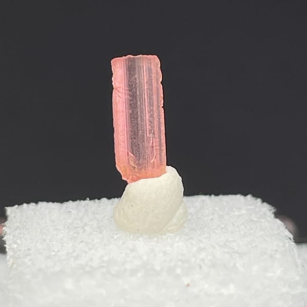 Tiny pink vayrynenite crystal from Pakistan — alternate view