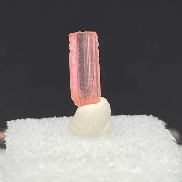 Tiny pink vayrynenite crystal from Pakistan — alternate view