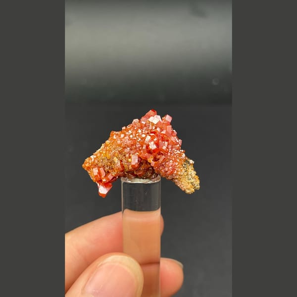 Orange-red vanadinite from Morocco — complete view