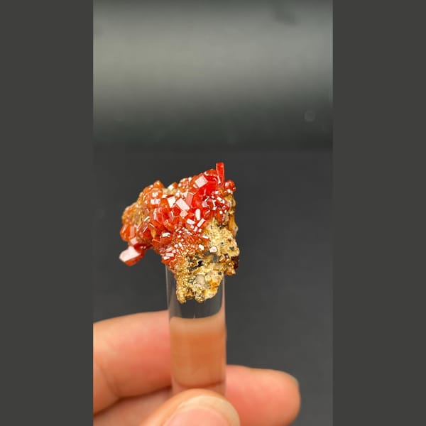 Orange-red vanadinite from Morocco — alternate view