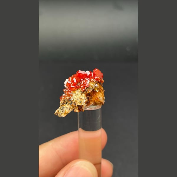 Orange-red vanadinite from Morocco — alternate view