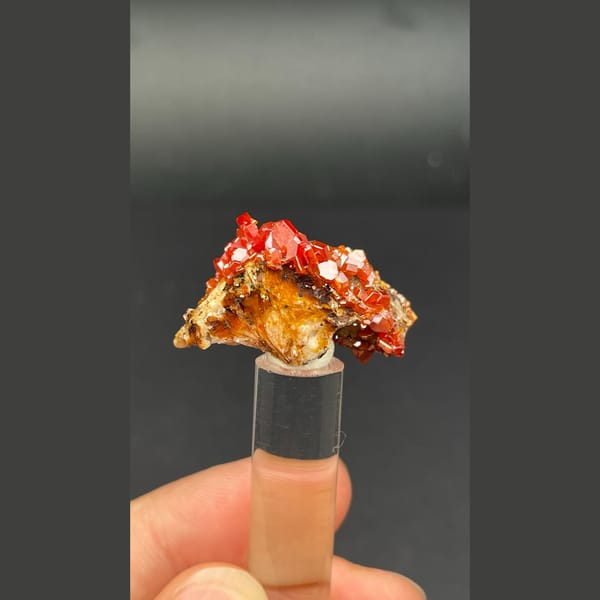 Orange-red vanadinite from Morocco — detail view