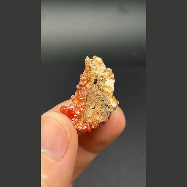 Orange-red vanadinite from Morocco — detail view