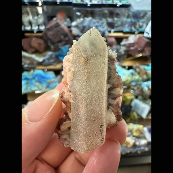 Red-Brown Quartz with Calcite Inner Mongolia 4.8 cm — alternate view