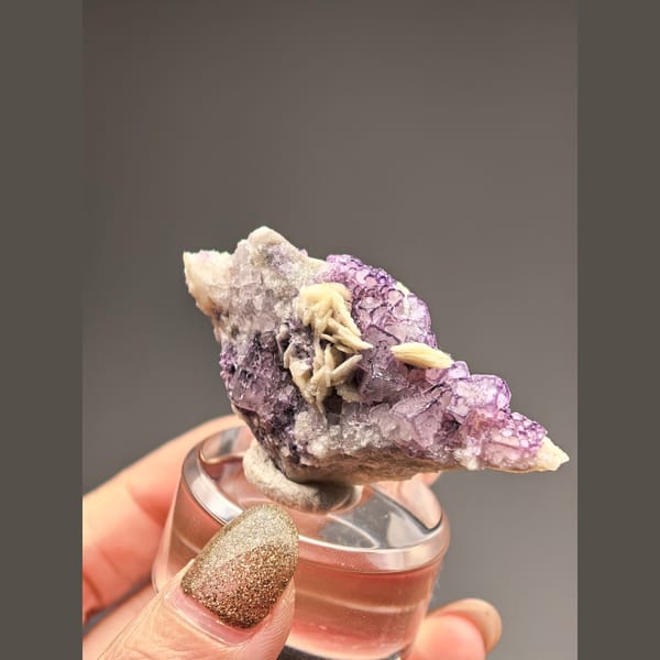 Purple Rim Fluorite with Dolomite Flowers — Guizhou - complete view