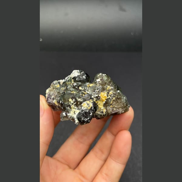 Vivid glass-green fluorite with mica from Namibia — detail view