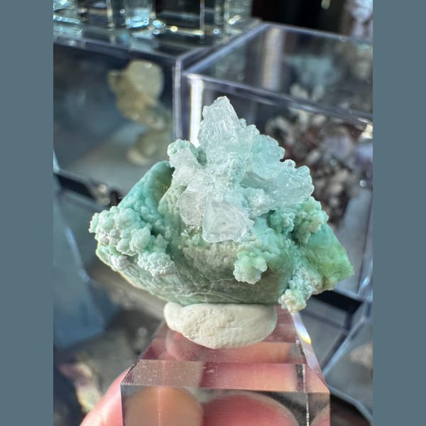 Blue-Green Garden Gypsum with White Flowers 3.5 cm — complete view