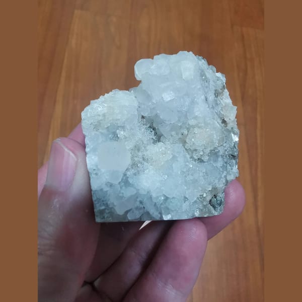 Glassy apophyllite crystal cluster — complete view