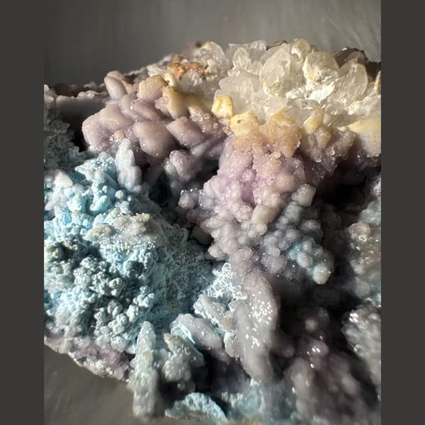 Large Blue-Purple Gibbsite with Gypsum 10.0 cm — detail view