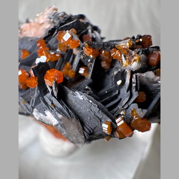 Vanadinite on Black Barite Morocco 6.5 cm — alternate view