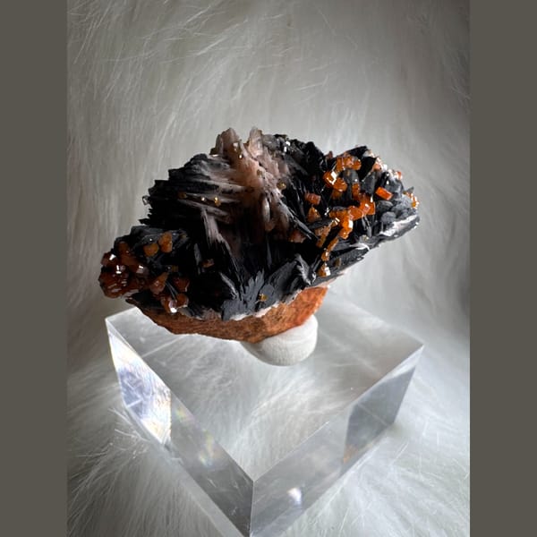 Vanadinite on Black Barite Morocco 6.5 cm — detail view