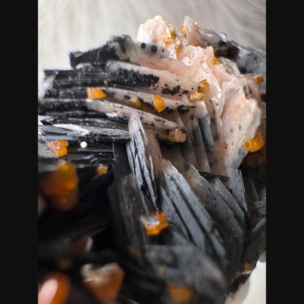 Vanadinite on Black Barite Morocco 6.5 cm — detail view
