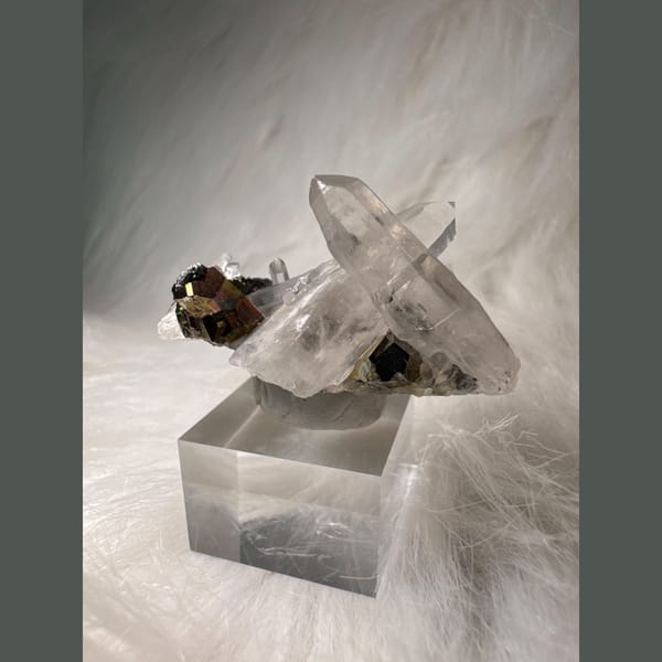 Quartz with Pyrite Cluster 4.5 cm — complete view