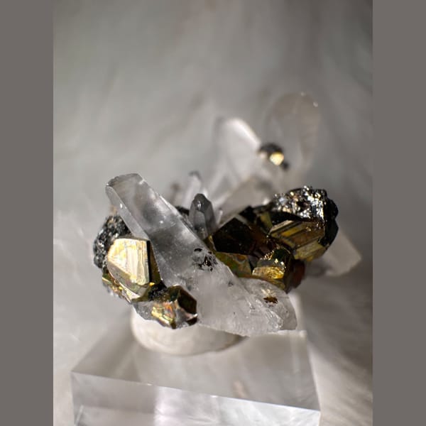 Quartz with Pyrite Cluster 4.5 cm — detail view