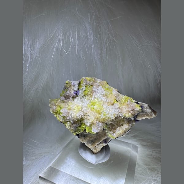 Yellow-Green and Purple Creedite with Carlhintzeite 5.5 cm — alternate view