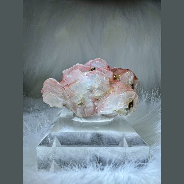 Pink and White Calcite on Natural Base Inner Mongolia 6.0 cm — alternate view