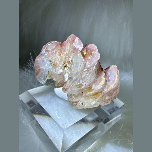 Pink and White Calcite on Natural Base Inner Mongolia 6.0 cm — alternate view