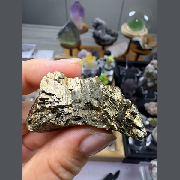 Bright brassy pyrite cluster from Fujian — alternate view