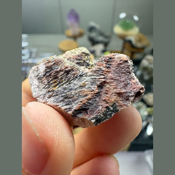 Small tower calcite with hematite and pyrite — alternate view