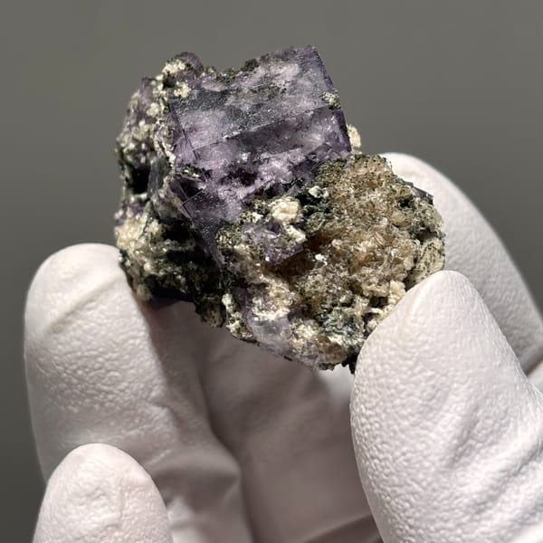 Fluorite with Calcite and Chlorite Yaogangxian 3.9 cm — alternate view