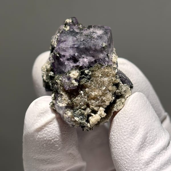 Fluorite with Calcite and Chlorite Yaogangxian 3.9 cm — alternate view