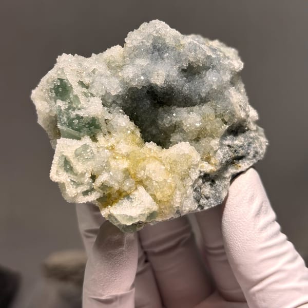 Sugar Fluorite with Quartz Fujian 6.8 cm — complete view