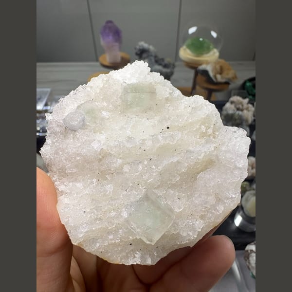 White quartz with fluorite — complete view