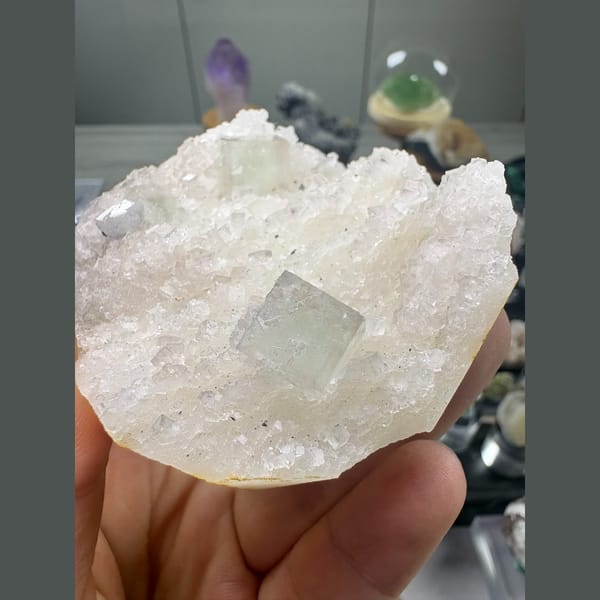 White quartz with fluorite — alternate view