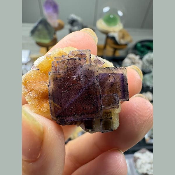 Purple cubic fluorite from Guizhou — complete view