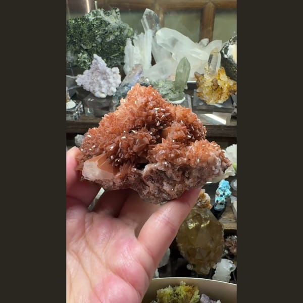 Orange Calcite Crystal Cluster Hubei 8.5 cm — alternate view