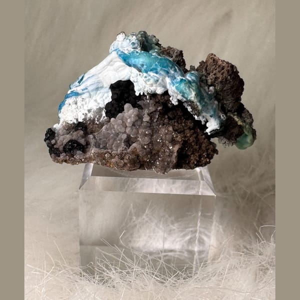 Blue Gibbsite with White Waves Guizhou 3.2 cm — complete view