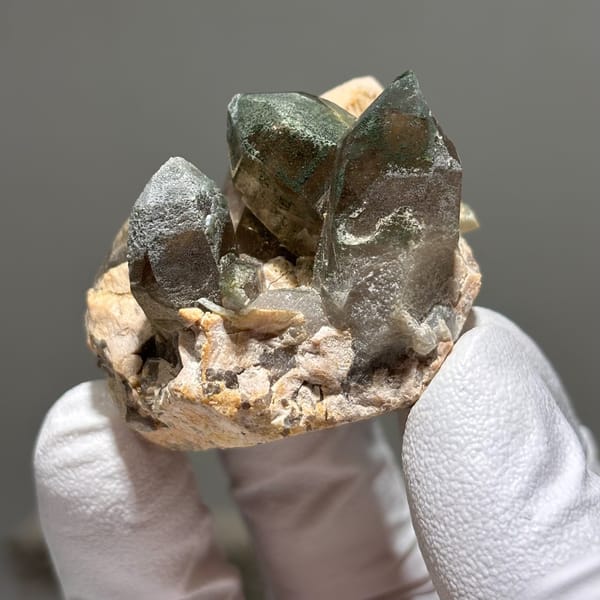 Smoky Quartz with Green Phantom and Feldspar Fujian 4.2 cm — complete view