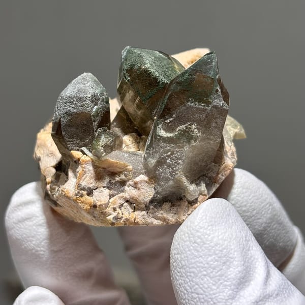 Smoky Quartz with Green Phantom and Feldspar Fujian 4.2 cm — alternate view