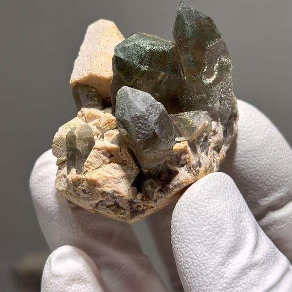Smoky Quartz with Green Phantom and Feldspar Fujian 4.2 cm — alternate view