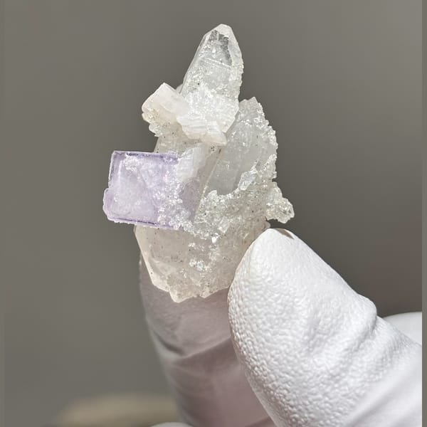 Fluorite with Quartz, Calcite and Apophyllite Yaogangxian 3.6 cm — complete view