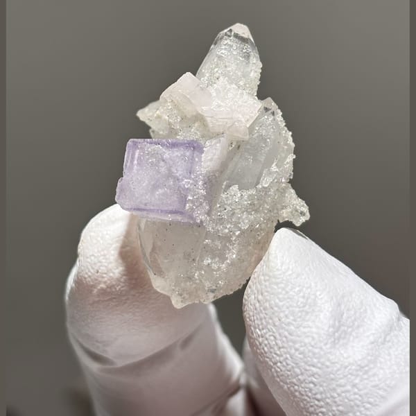 Fluorite with Quartz, Calcite and Apophyllite Yaogangxian 3.6 cm — alternate view