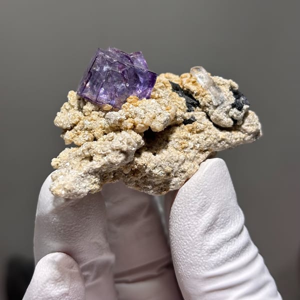 Fluorite with Mica, Wolframite and Quartz Yaogangxian 5.4 cm — alternate view