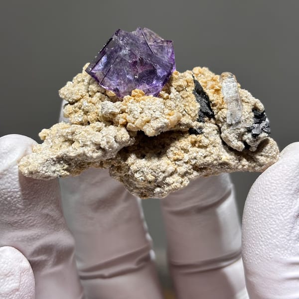 Fluorite with Mica, Wolframite and Quartz Yaogangxian 5.4 cm — alternate view