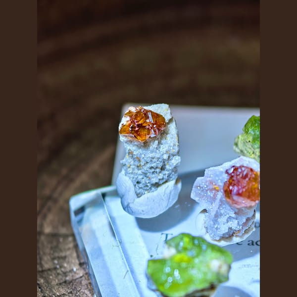 Five-Piece Sphalerite and Green Garnet Mineral Set - alternate view
