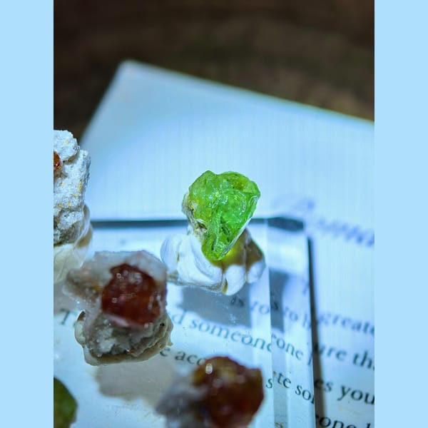 Five-Piece Sphalerite and Green Garnet Mineral Set - detail view