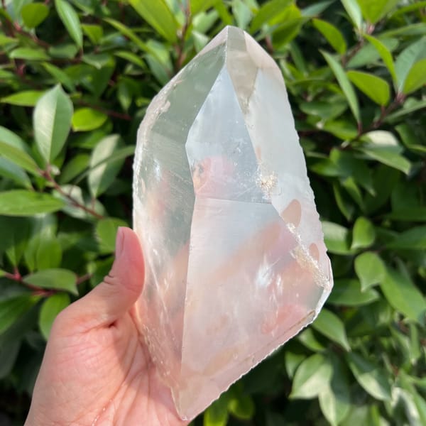 Large bright clear quartz crystal — alternate view