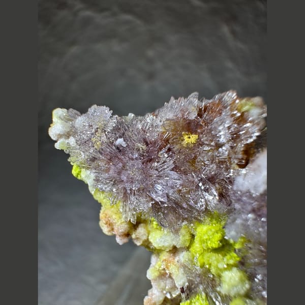 Creedite with Carlhintzeite, Purple and Yellow 3.5 cm — detail view