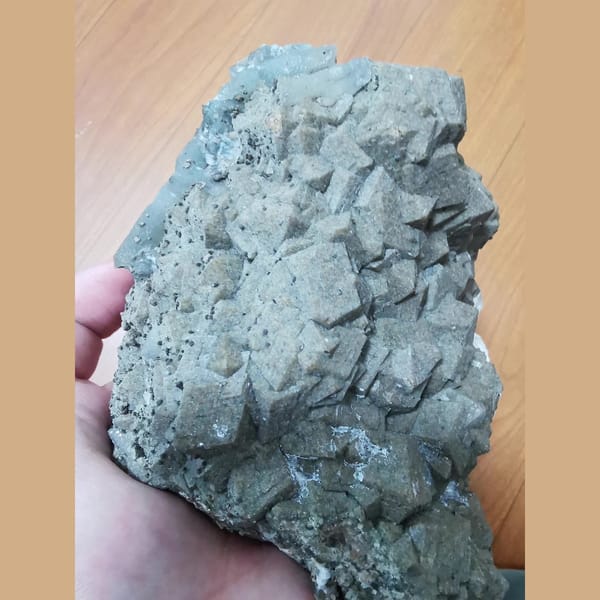 Large brown-green andradite with green quartz and goethite — alternate view