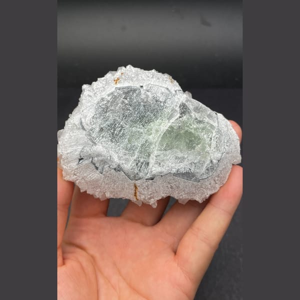 Octahedral fluorite with quartz from Fujian — detail view