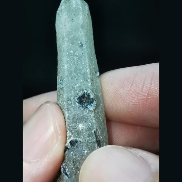 Sparkly quartz with specular hematite flowers — alternate view